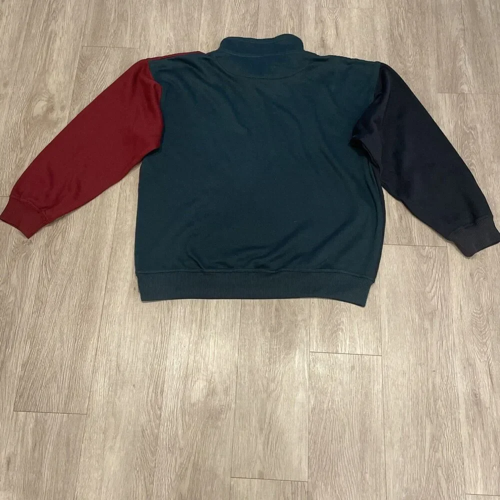 Vintage Mens Sweater L Preppy Sweatershirt 90's Colorblock Classic Pullover
